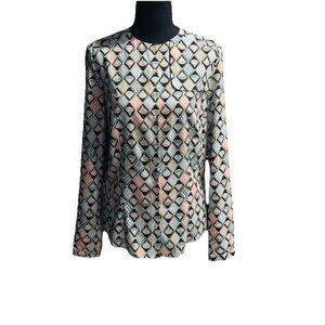 Nife Woman’s Blouse Size 38 Patterned Long Sleeve Button Up